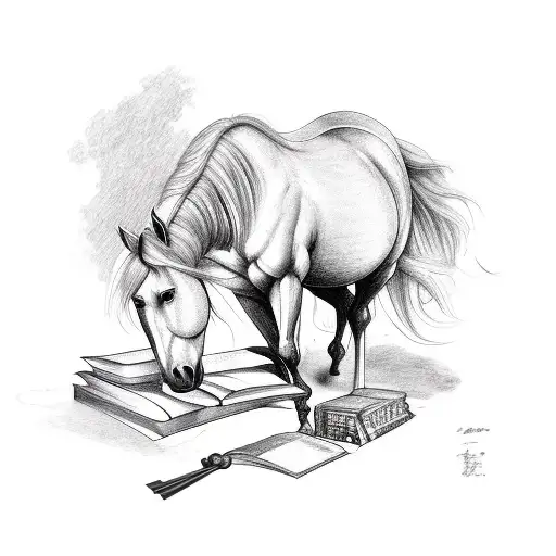 Horse With A Book And A Set Of Scales