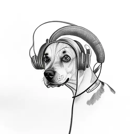 A Dog Wearing Headphones And Listening To Music