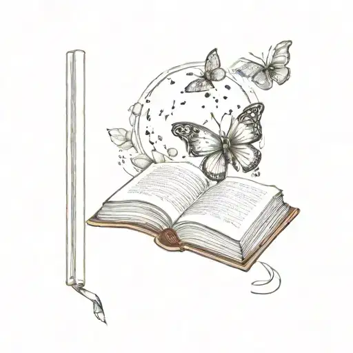 An Open Book With Butterfly And Moon
