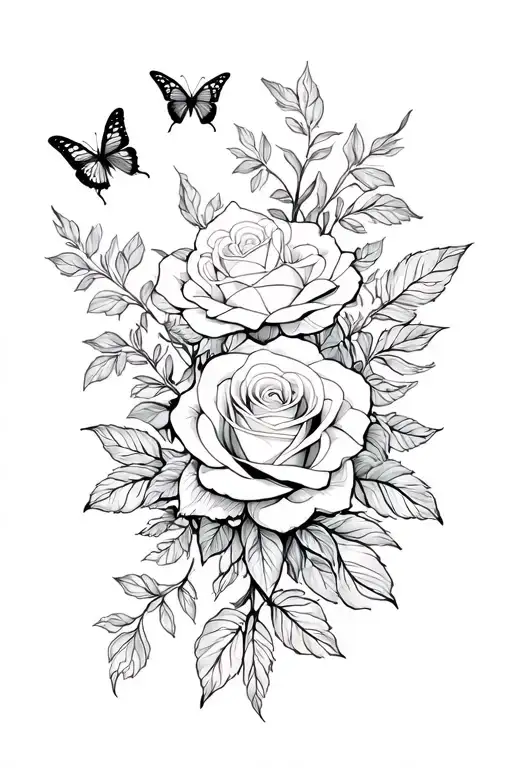 Roses And Butterfly
