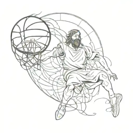 A Tattoo Of Jesus Christ Playing Basketball