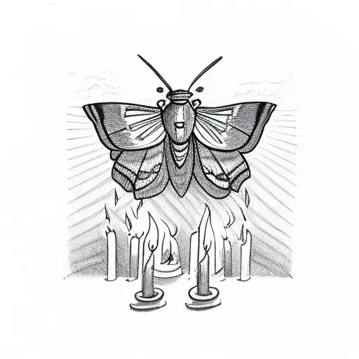 Moth Burning Above Candle