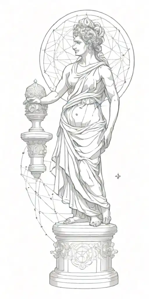Sacred Geometry With Greek Statue
