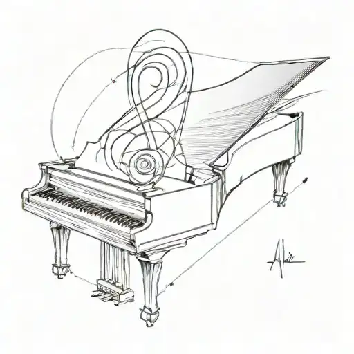 A Minimalistic Tattoo Of Adele's Signature Symbol Intertwined With A Piano Key