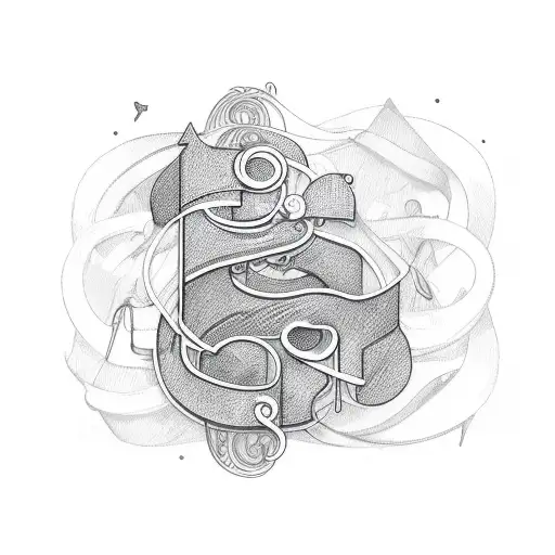 The Letter N Merged With Guitar Strings