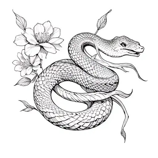 Snake With Blossoms Wrapped