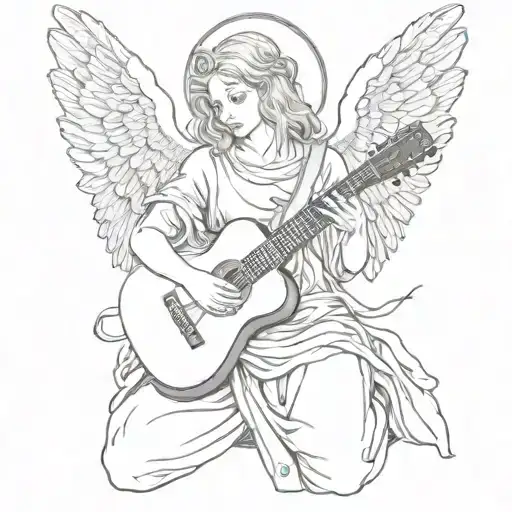 An Angelic Figure Playing A Guitar With A Knife Hidden Behind Their Back