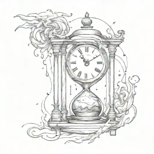 Clock Inside A Hourglass With Roman Numerals Dripping Blood