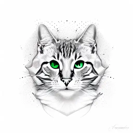 Green Portrait With Cat Heads Popping Ou5