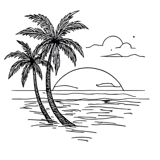 Sunset And Palm Tree