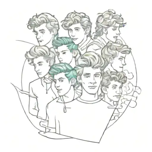 A Creative Fusion Design Combining Elements Of One Direction And The Vamps In A Sketch Style