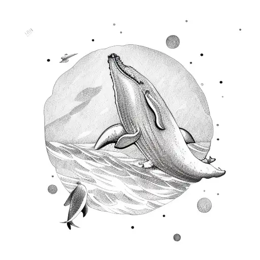 Whale Swimming Round A Planet