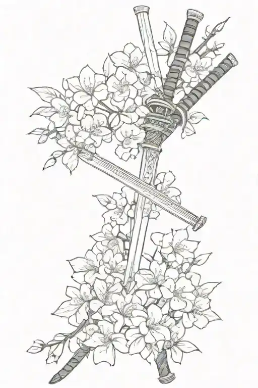Katana And Sakura Blossom