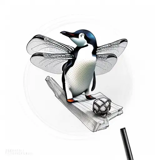 Penguin Holding Dragonfly