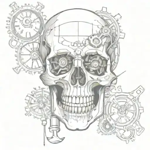 A Detailed Skull With Intricate Clock Gears As Its Eyes And Mouth