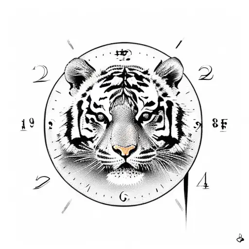 Half Ig A Tiger With Scars And A Clock And Lightning