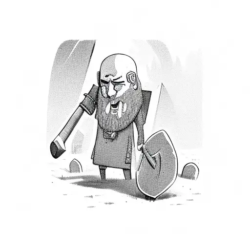 Man Holding Hammer Facing Away From A Broken Gravestone