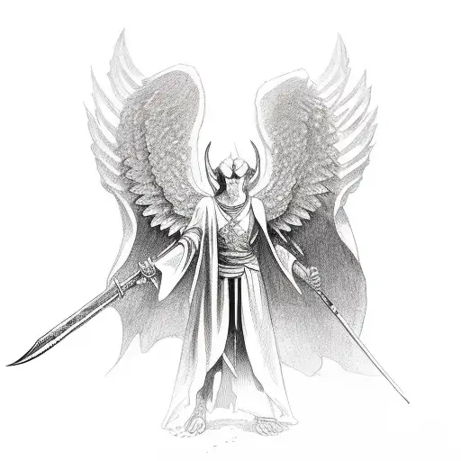 Angel Killing Demon With Spear