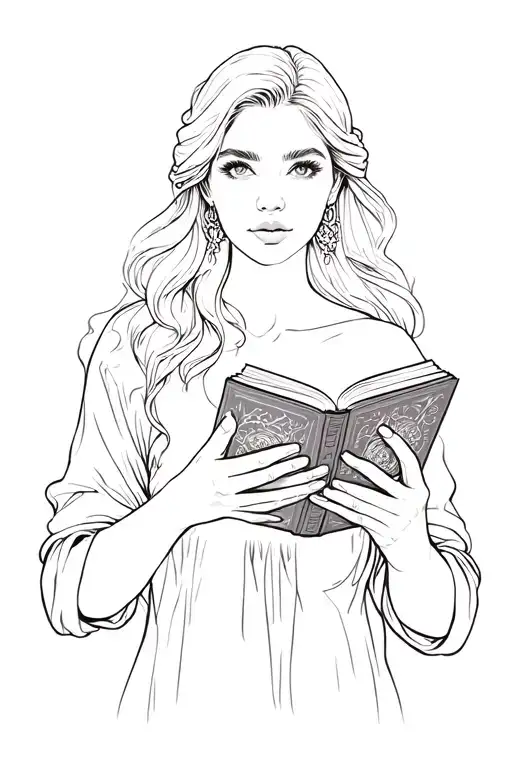 A Woman Holding A Book