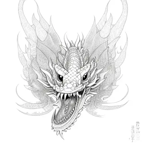 Skinny Dragon With Flowers