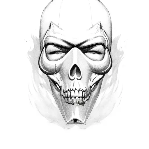 Face Split In Half With Firefighter Mask And Half With A Sad Burning Skull