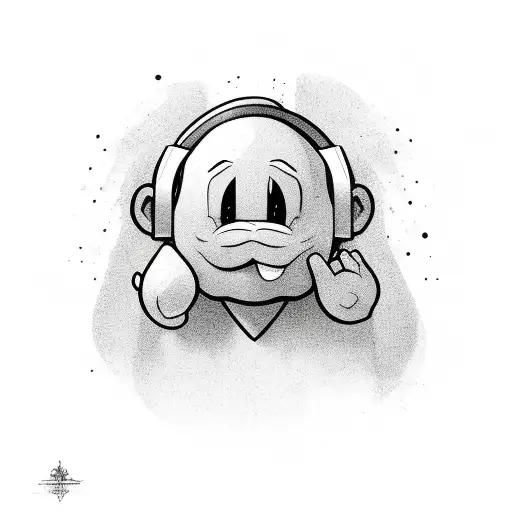 Cartoon Character In Fetal Position With Hands Over His Ears