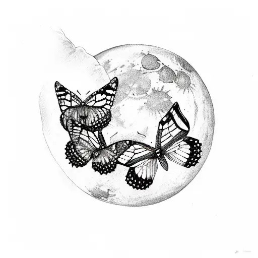 Butterflies With A Full Moon
