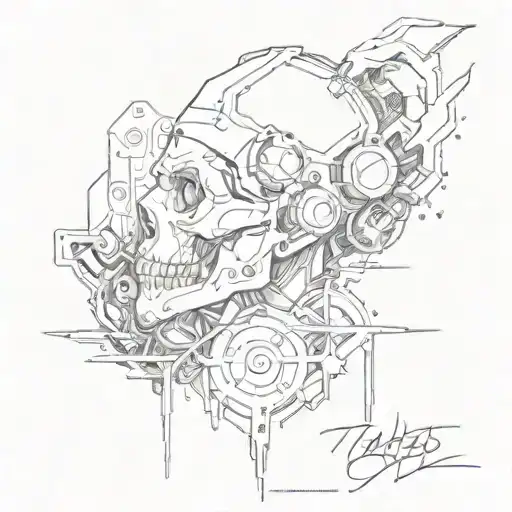 Design A Tattoo That Fuses Rock And Punk Music With Techwear Clothing Style