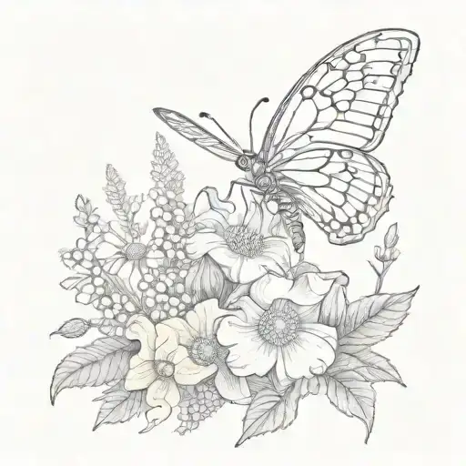 Lunar Moth With Foxglove And Daisy's