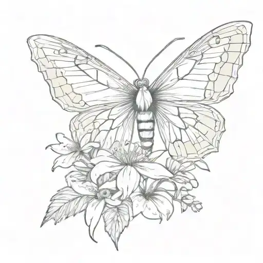 Lunar Moth With Foxglove And Daisy's Wrap Around Arm