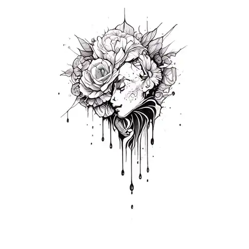 Blackout Tattoo On Upper Arm That Drips Down To Lower Arm