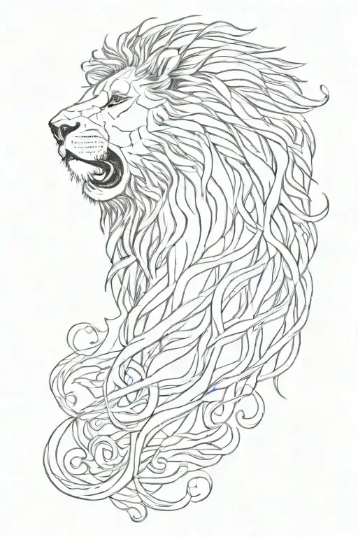 Music Notes Forming The Shape Of A Lion's Mane