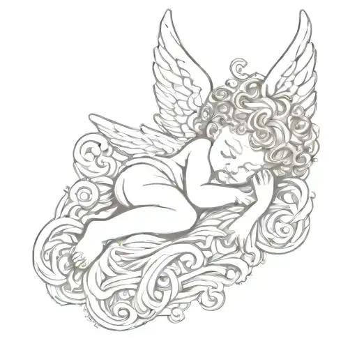 Cherub Angel Sleeping On Top La Logo Incorporated