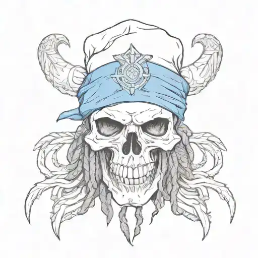 Gangster Skull With Dreads With Blue Bandanna With Loyalty Written On The Bandanna