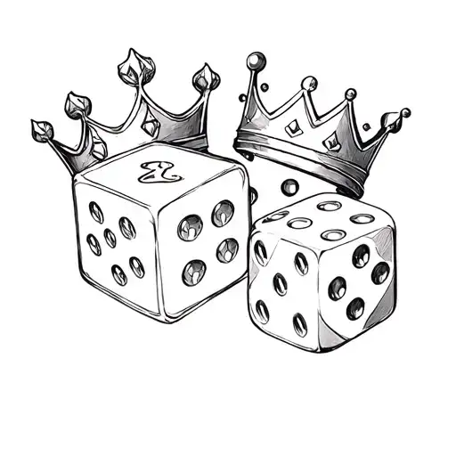Dice And Queen Crowns Symbolising Loyalty And Strength