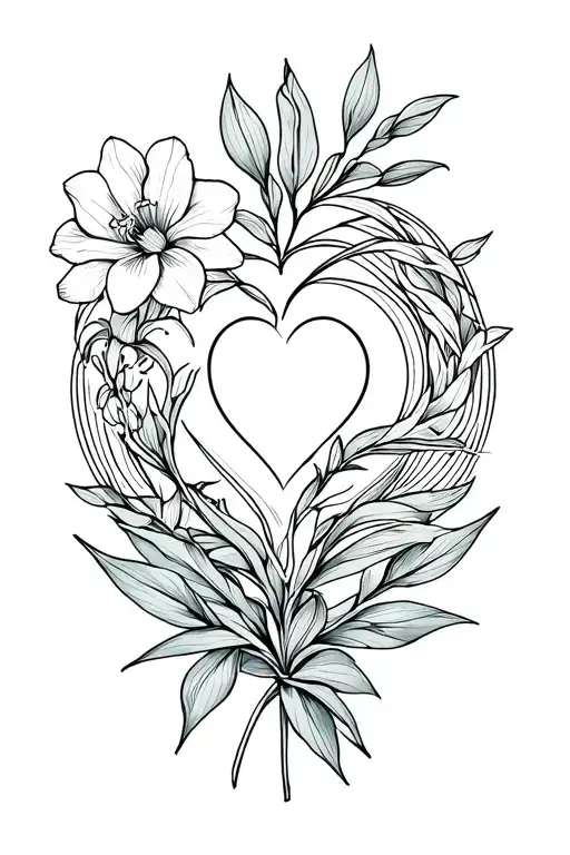 Unconditional Love Symbol Integrated With Freesia Flower And Shanti Symbol