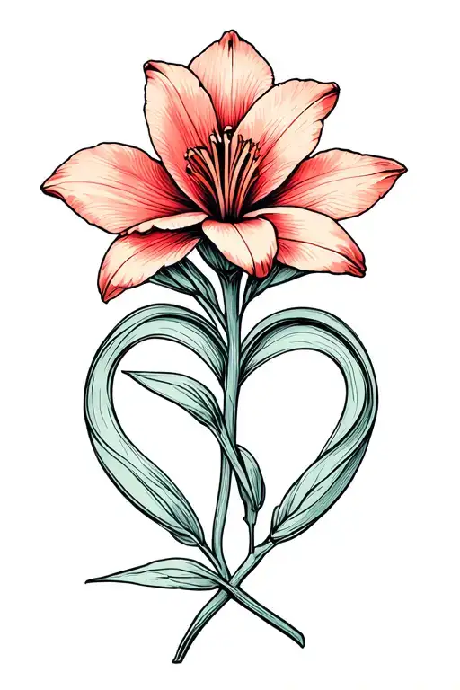One Freesia Flower With Unconditional Love Symbol Integrated With Shanti Symbol