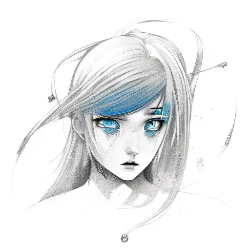 A Portrait Of A Blue-haired Girl Surrounded By Graffiti Art