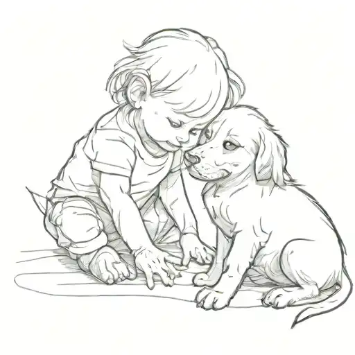 A Baby And A Dog