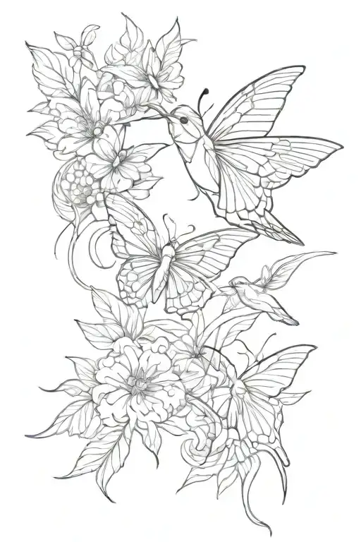 Butterfly With Hummingbird Simple Medium Size