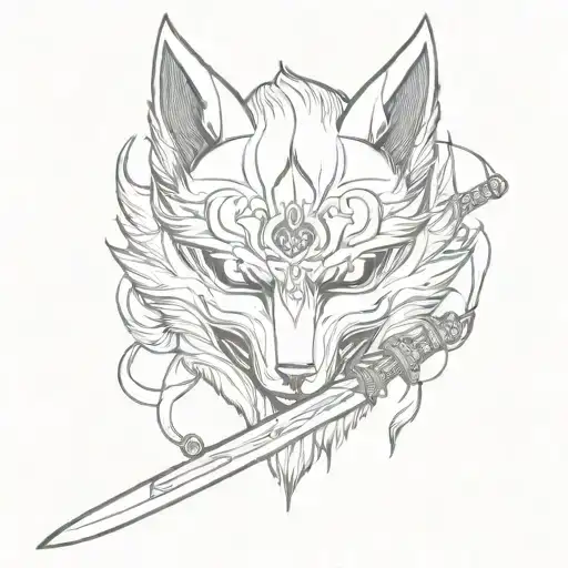 Kitsune Mask With Sword