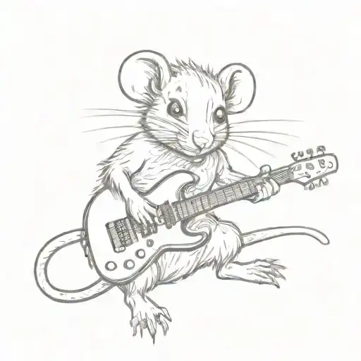 Cute Rat Playing Electric Guitar