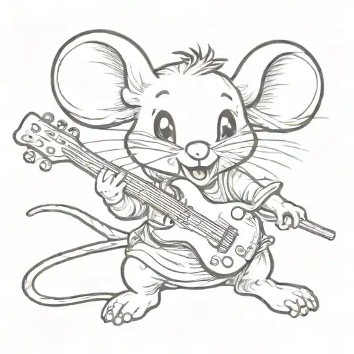 Cute Mouse Playing Electric Guitar