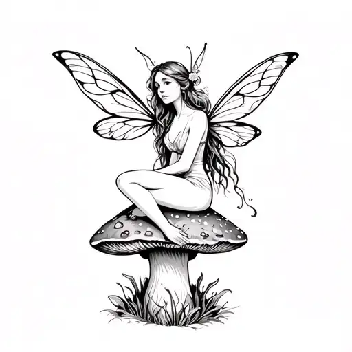 Fairy Sitting On A Mushroom