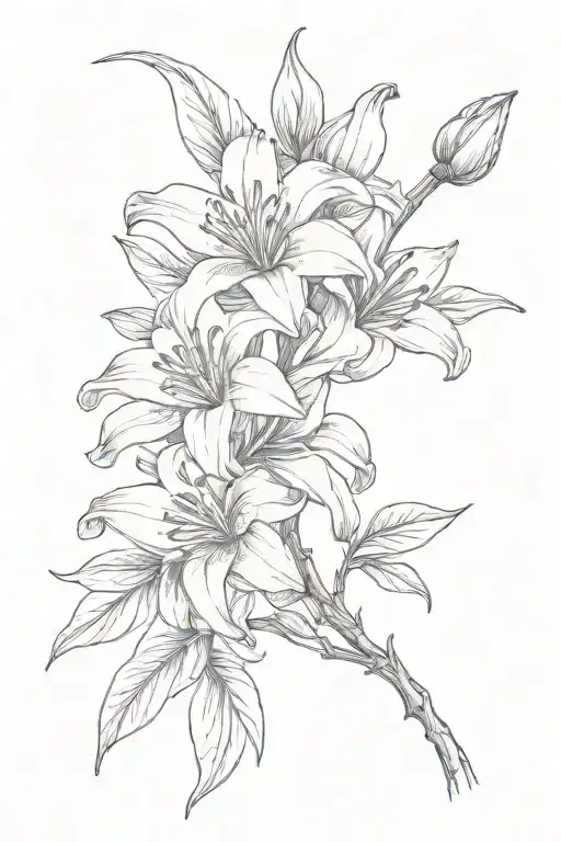 Orange Branch Wrapped With A Lily Flower