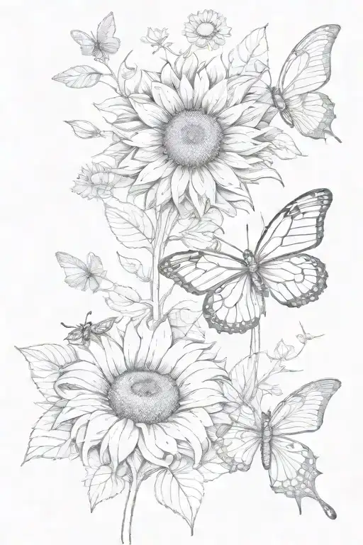 Sunflower Butterfly Dragonfly