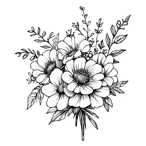 July August November Birth Flower Bouquet