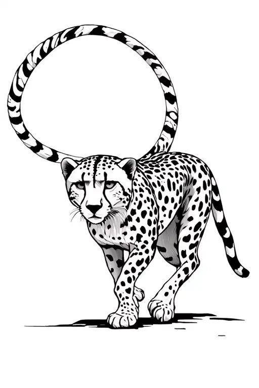 Running Cheetah Made With Black Thin Line