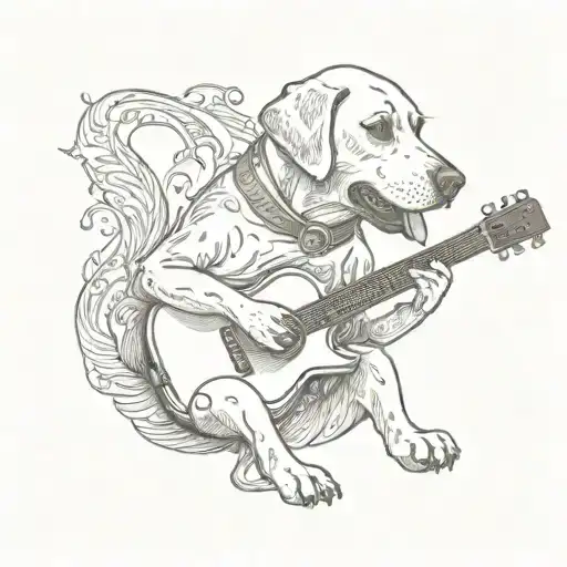 A Labrador Dog Playing A Guitar