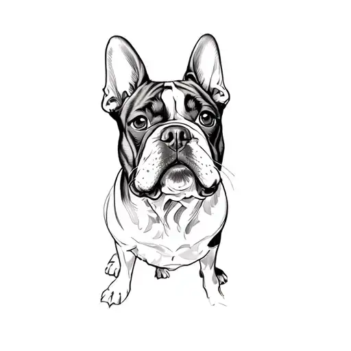 A French Bulldog With Face Squished Onto A Line